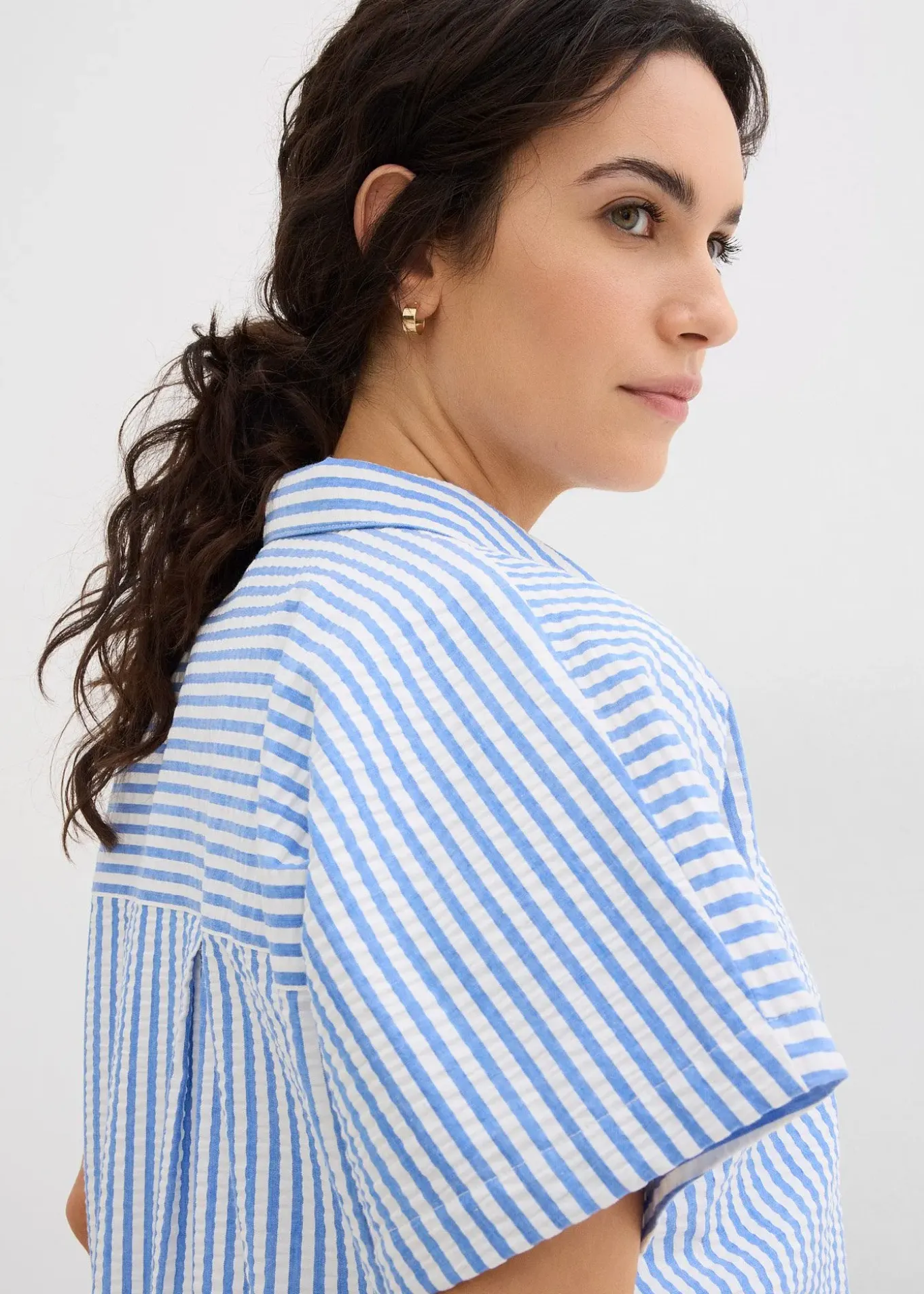 Chemisier manches courtes en seersucker