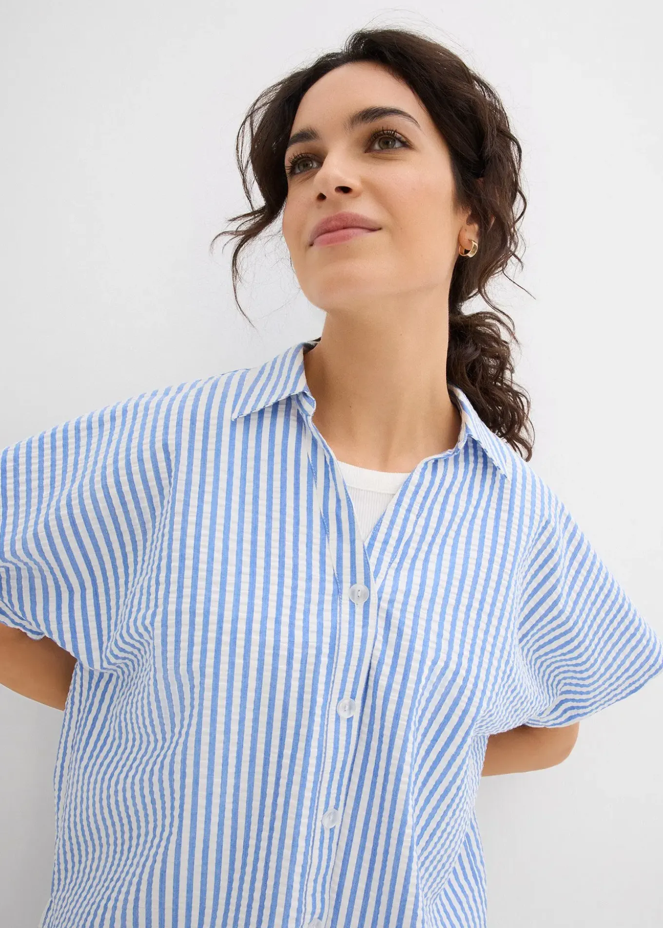 Chemisier manches courtes en seersucker