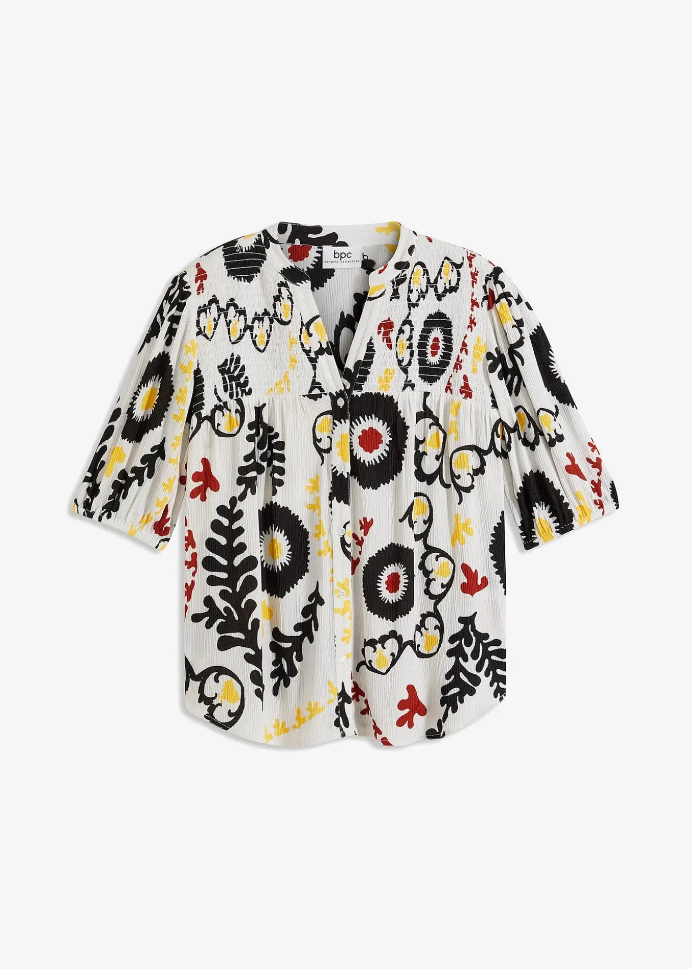 Chemisier manches courtes à détail smocké en viscose fluide