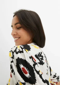 Chemisier manches courtes à détail smocké en viscose fluide