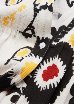 Chemisier manches courtes à détail smocké en viscose fluide