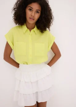 Chemisier manches courtes fluide en lyocell mélangé