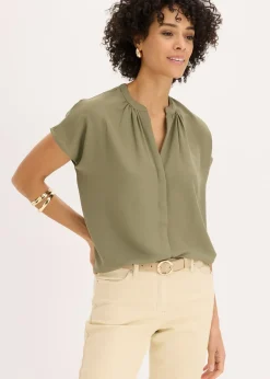 Chemisier manches courtes à boutonnage invisible