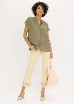 Chemisier manches courtes à boutonnage invisible