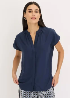 Chemisier manches courtes à boutonnage invisible