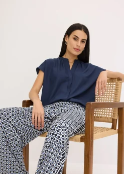 Chemisier manches courtes à boutonnage invisible