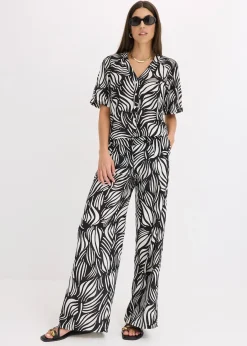 Chemisier manches courtes aspect lin