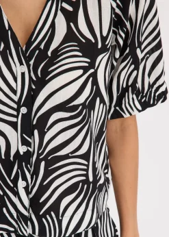 Chemisier manches courtes aspect lin