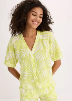 Chemisier manches courtes aspect lin