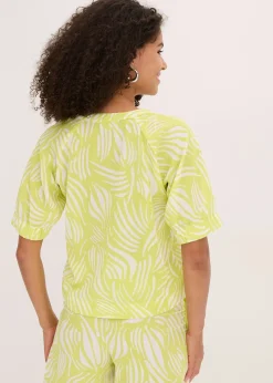 Chemisier manches courtes aspect lin