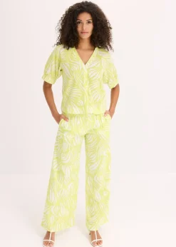 Chemisier manches courtes aspect lin