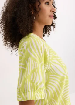 Chemisier manches courtes aspect lin