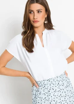 Chemisier manches courtes à boutonnage invisible