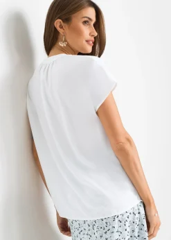 Chemisier manches courtes à boutonnage invisible