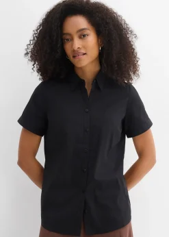 Chemisier manches courtes extensible en coton majoritaire