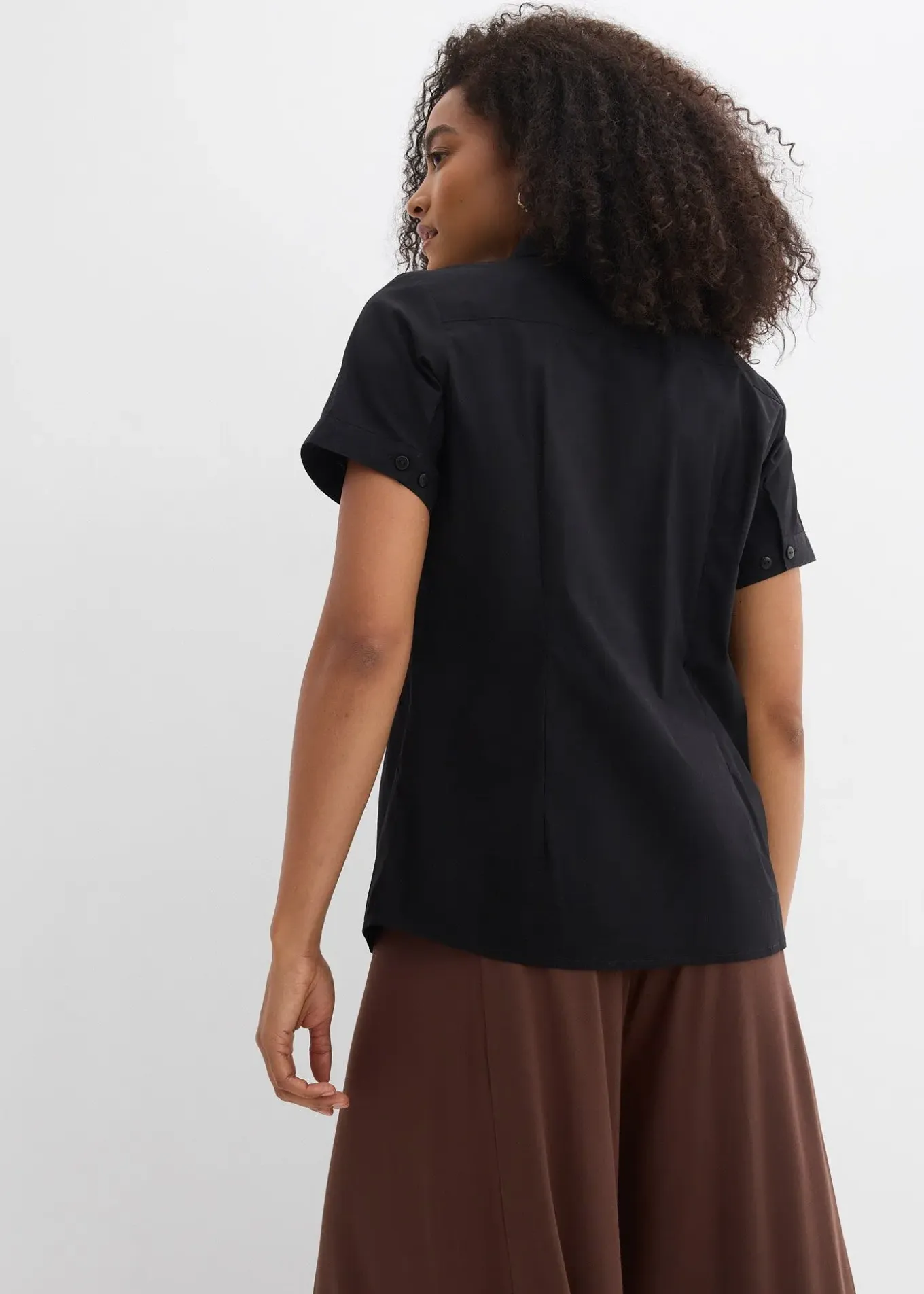 Chemisier manches courtes extensible en coton majoritaire