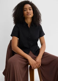 Chemisier manches courtes extensible en coton majoritaire