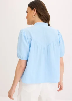 Chemisier manches courtes en gaze de coton