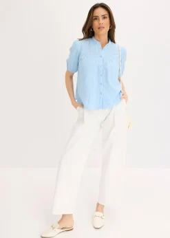 Chemisier manches courtes en gaze de coton