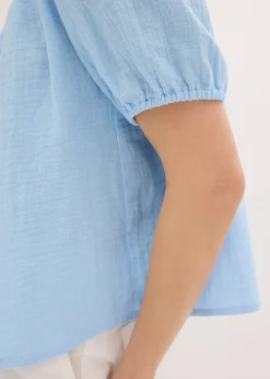 Chemisier manches courtes en gaze de coton