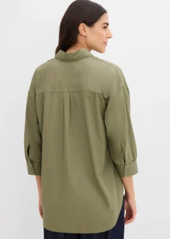 Chemisier oversize en coton, manches 3/4