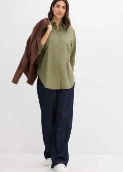 Chemisier oversize en coton, manches 3/4