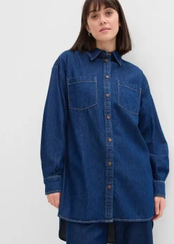 Chemisier oversize en jean épais, 100% coton