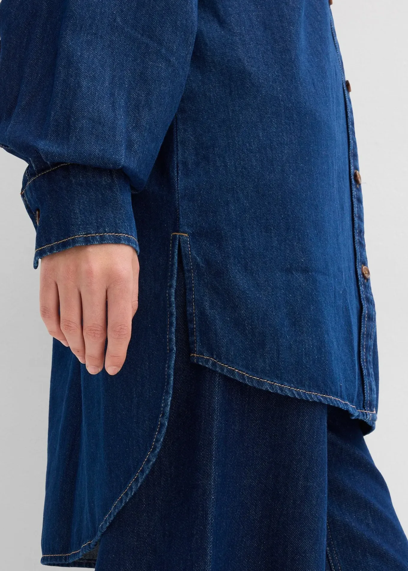 Chemisier oversize en jean épais, 100% coton