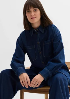 Chemisier oversize en jean épais, 100% coton
