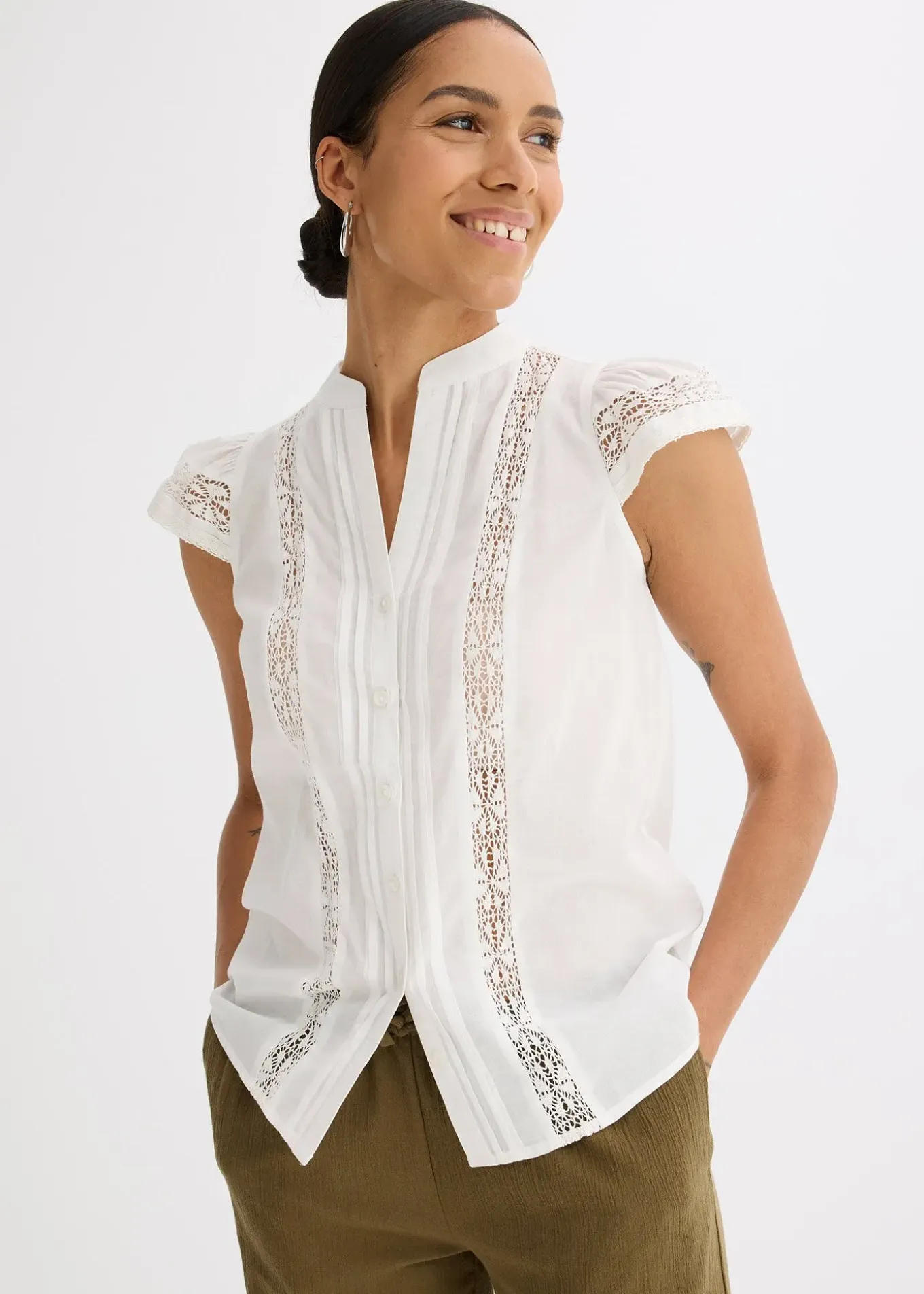 Chemisier sans manches en broderie anglaise, 100% coton