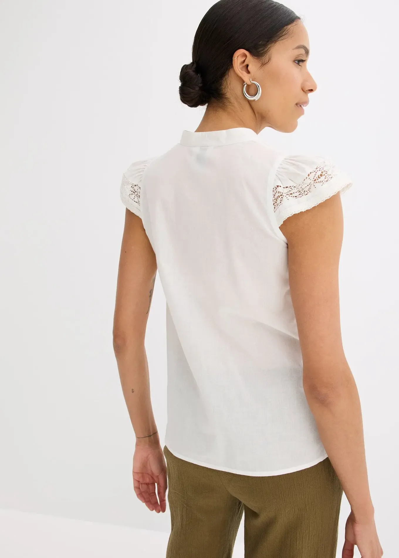 Chemisier sans manches en broderie anglaise, 100% coton