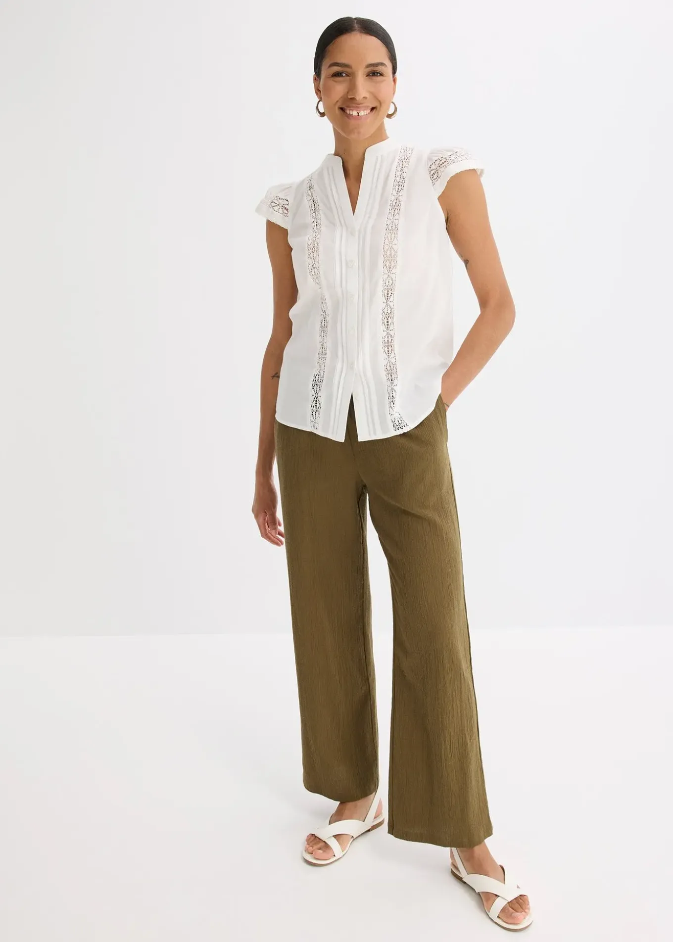 Chemisier sans manches en broderie anglaise, 100% coton