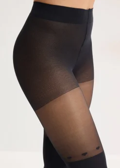 Collant effet jambière avec cœurs 70den