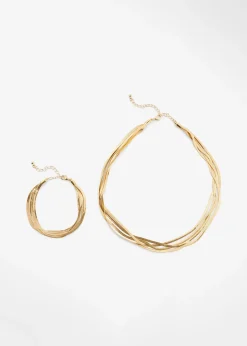 Collier ras-de-cou et bracelet (ens. 2 pces) en laiton