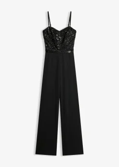 Combinaison en crêpe texturé avec perles brodées