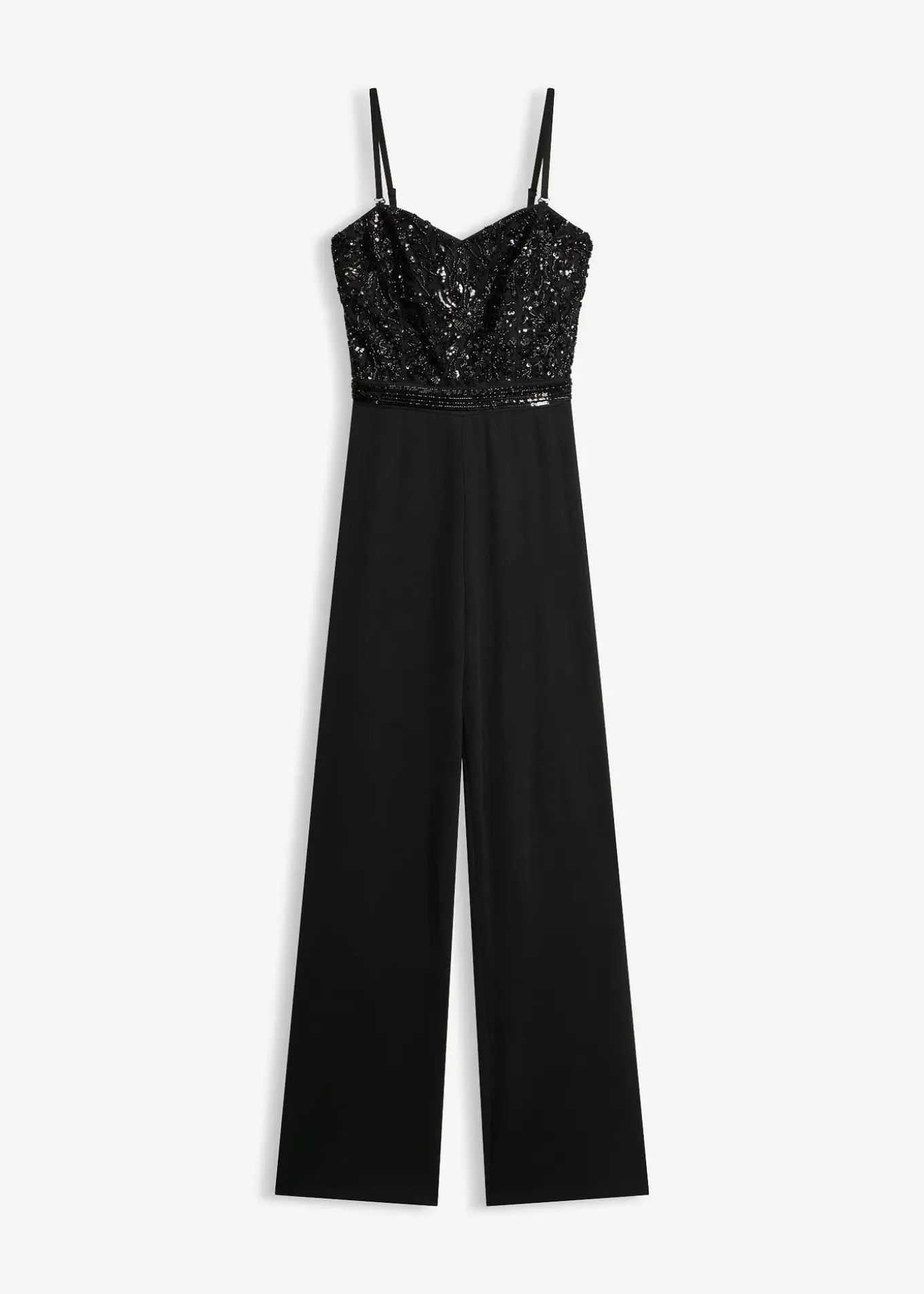 Combinaison en crêpe texturé avec perles brodées