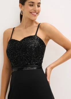 Combinaison en crêpe texturé avec perles brodées