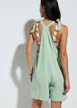 Combishort de plage en gaze de coton