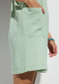 Combishort de plage en gaze de coton