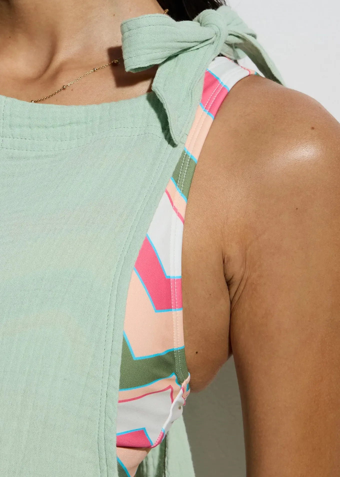 Combishort de plage en gaze de coton