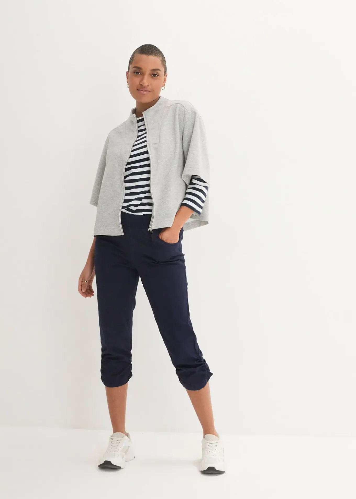 Corsaire à empiècement taille confortable et fronces