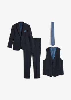 Costume 4 pièces avec gilet et cravate, slim