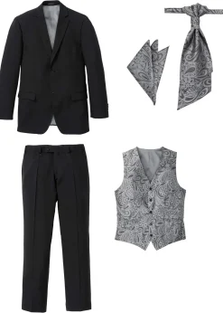 Costume de mariage 5 pièces avec gilet et cravate, regular