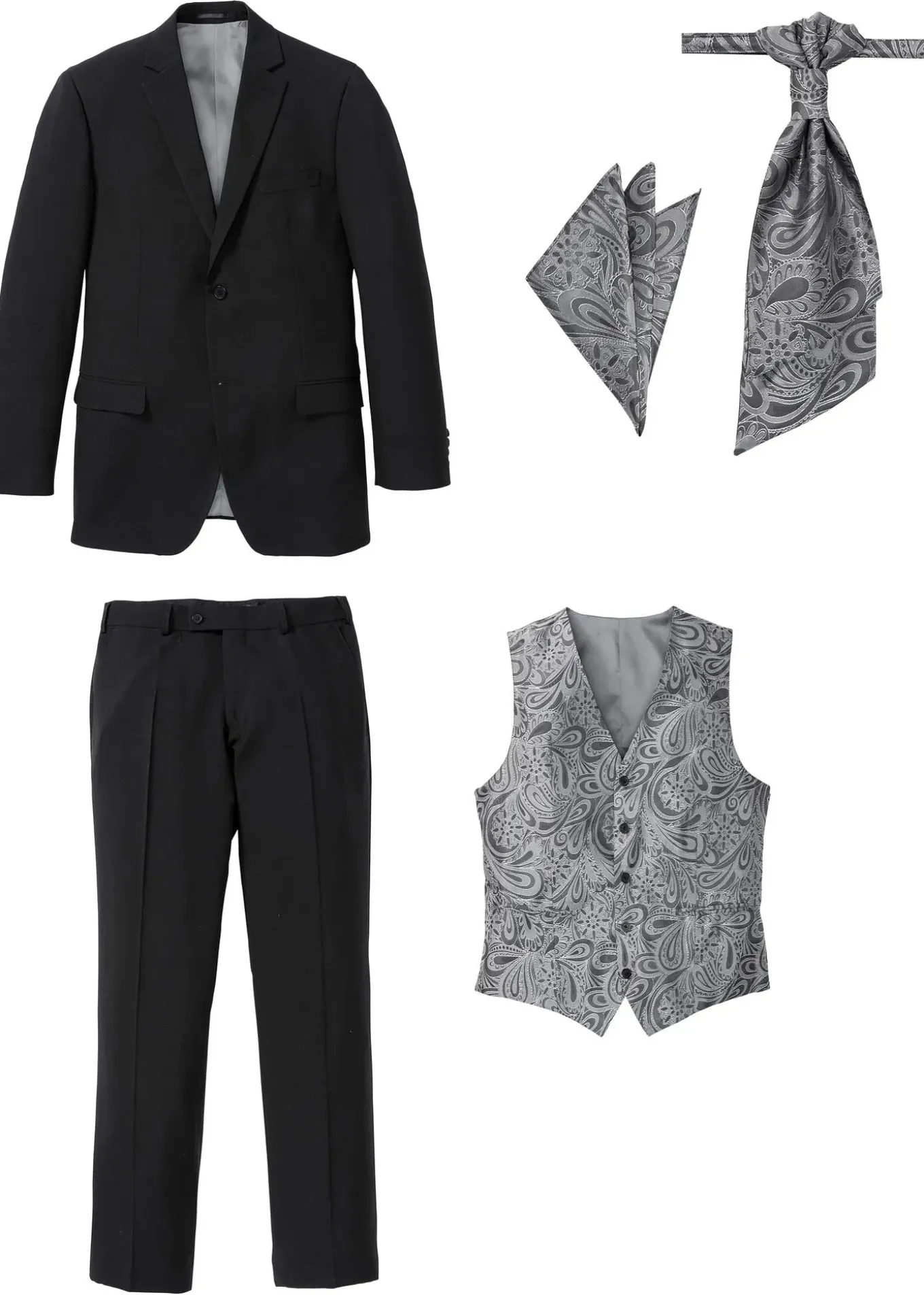 Costume de mariage 5 pièces avec gilet et cravate, regular