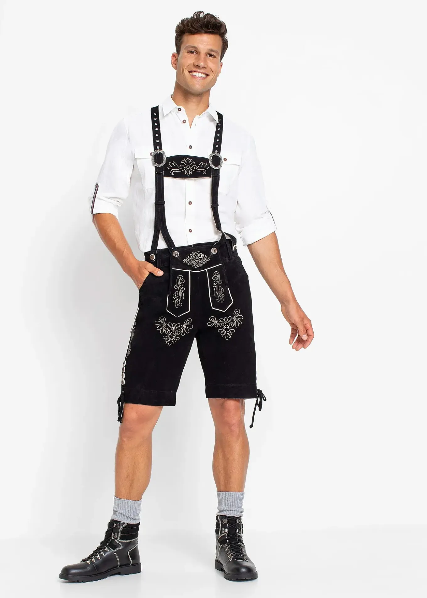 Culotte courte bavaroise en cuir Regular Fit