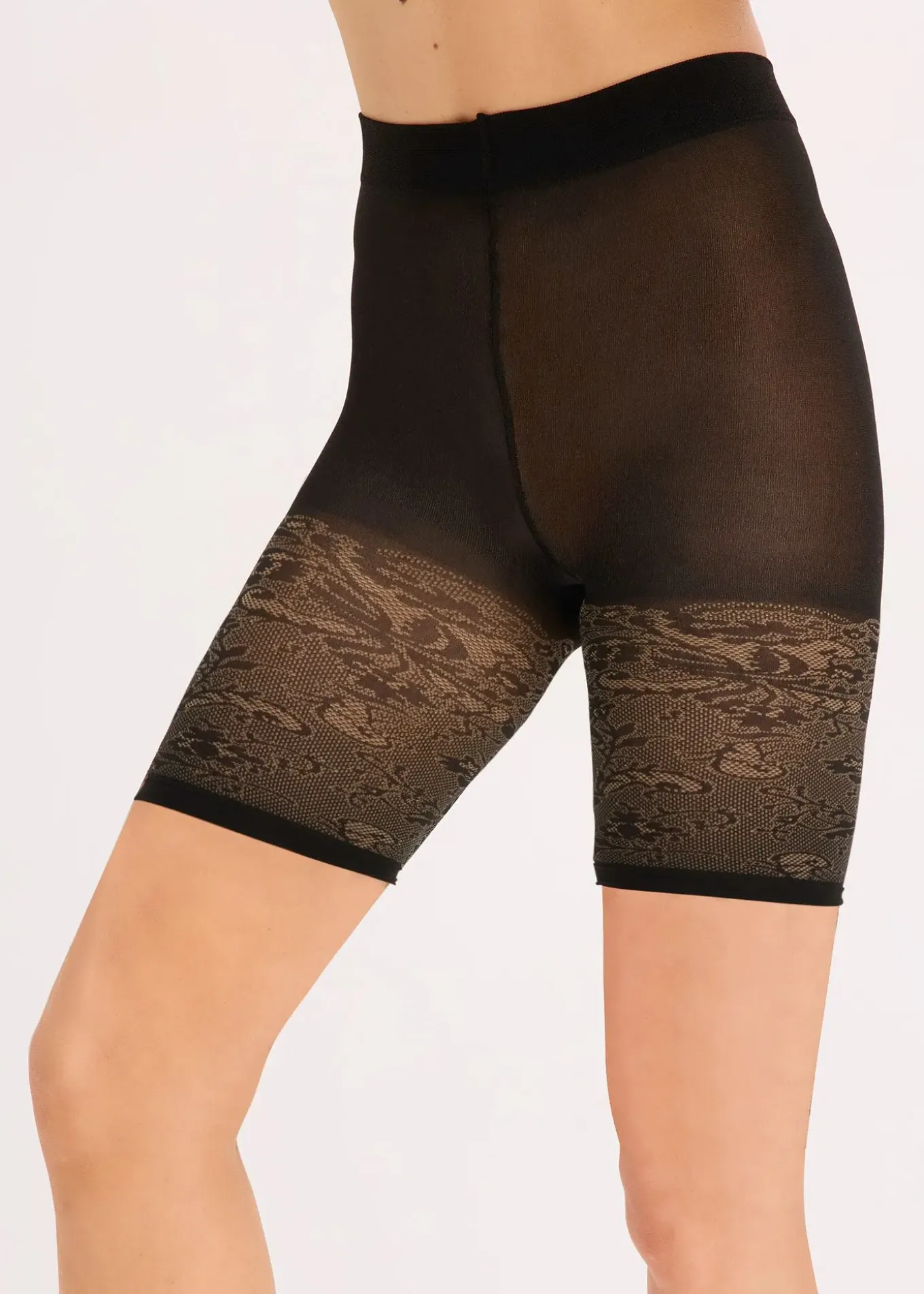 Cycliste anti-frottement avec imprimé dentelle 110 den