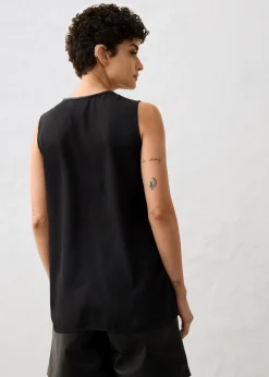 Débardeur avec devant en cuir nappa d’agneau