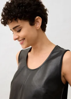 Débardeur avec devant en cuir nappa d’agneau