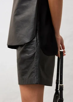 Débardeur avec devant en cuir nappa d’agneau