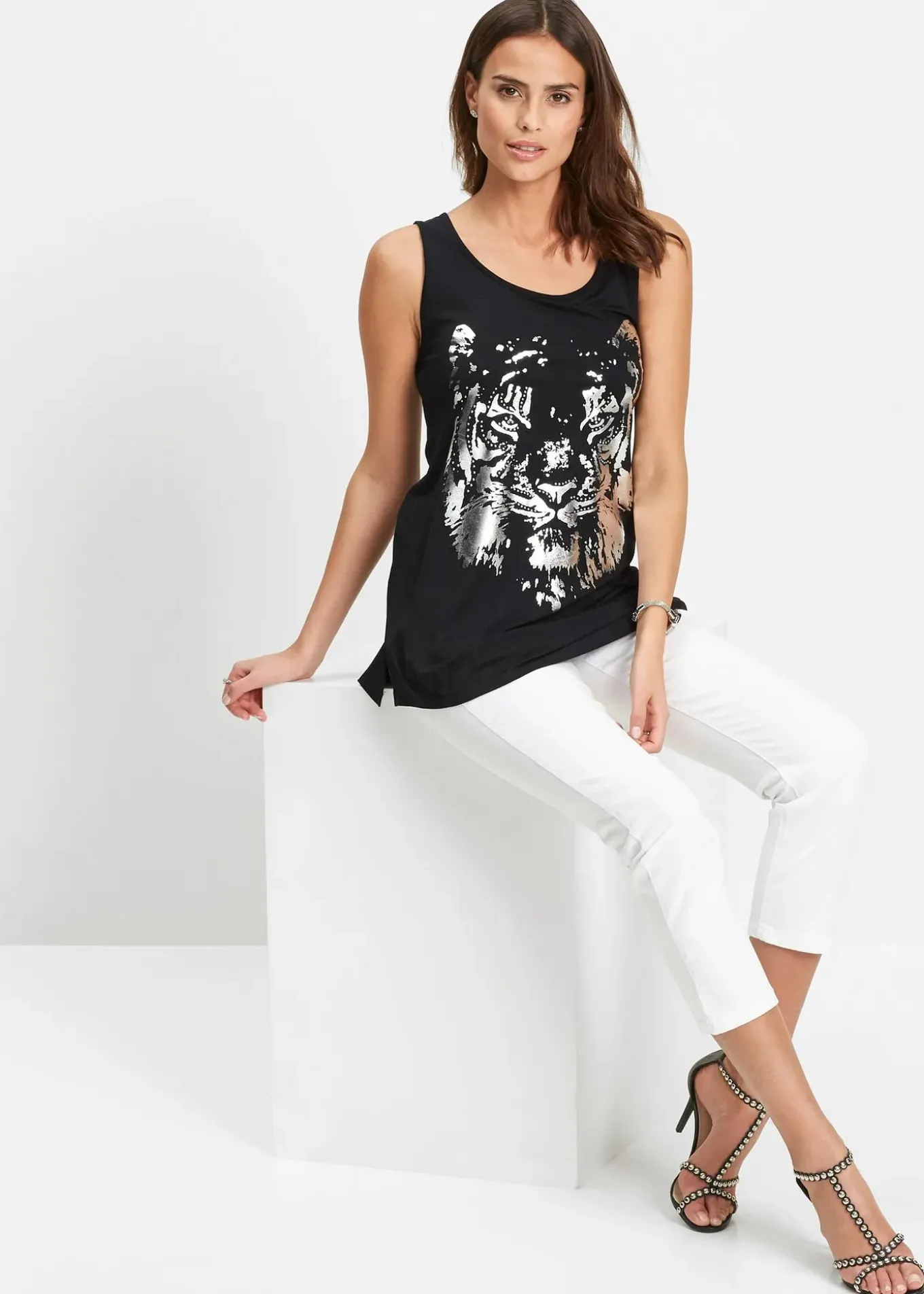 Débardeur long à logo imprimé